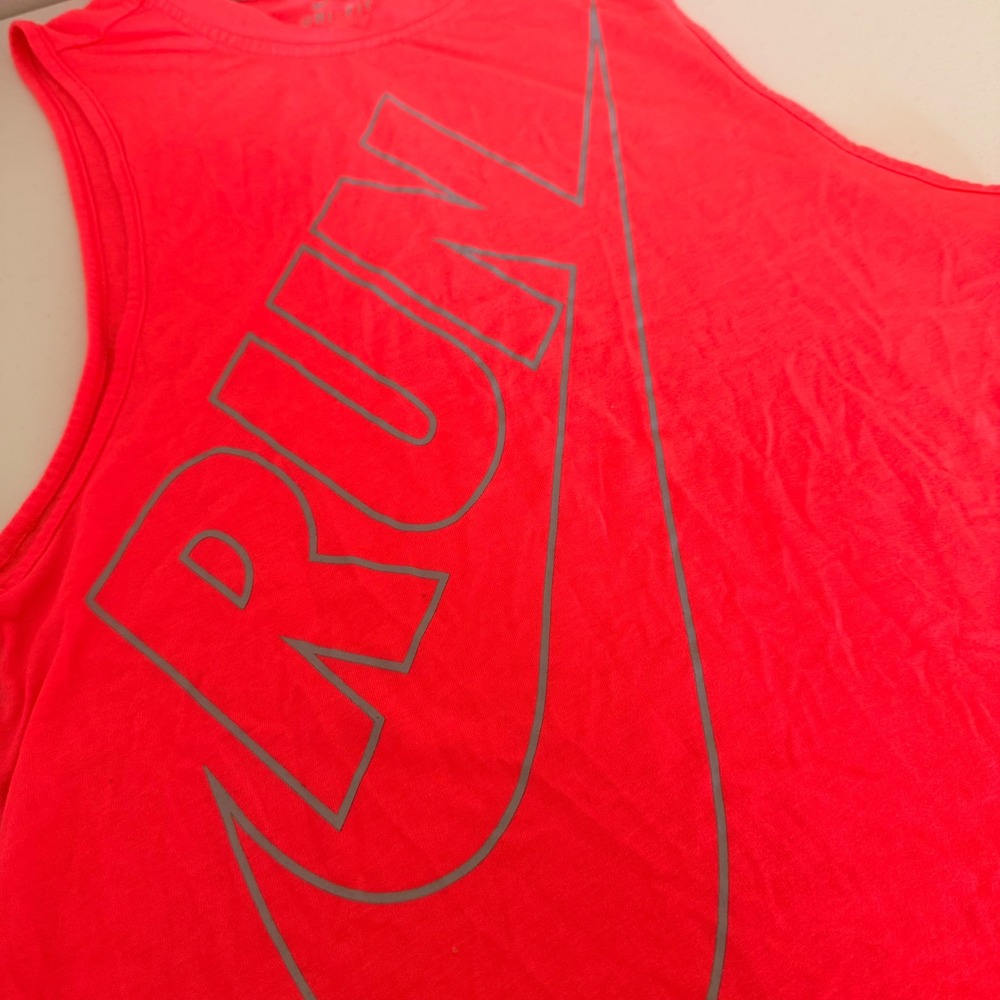 Nike Running Dri-FIT Muscle Tank Neon Pink Reflective Run Swoosh XS